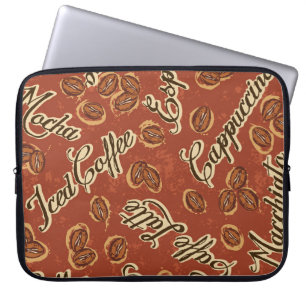 Koffiebonen: typografie patroon. laptop sleeve