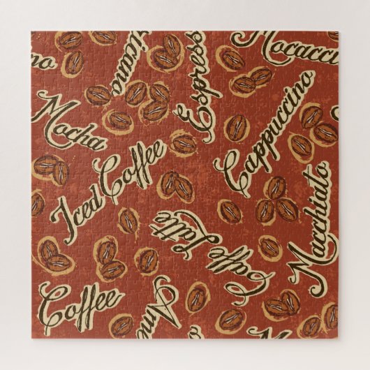 Koffiebonen: typografie  patroon. legpuzzel (Verticaal)