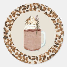 Koffiebonen van gekookte koffie, Mason Jar Class Ronde Sticker