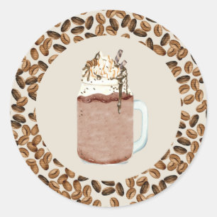 Koffiebonen van gekookte koffie, Mason Jar Class Ronde Sticker