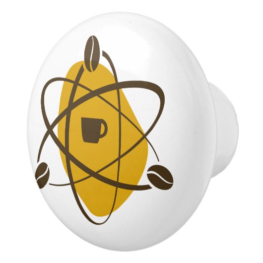 Koffiebonen voor atoomkoffie in goudladerpullen keramische knop (Rechts)