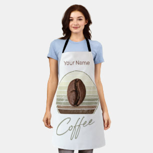 Koffiebonen voor espresso en retro barista schort