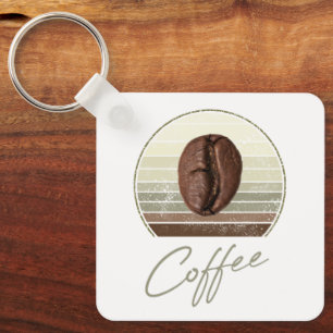 Koffiebonen voor espresso en retro barista sleutelhanger
