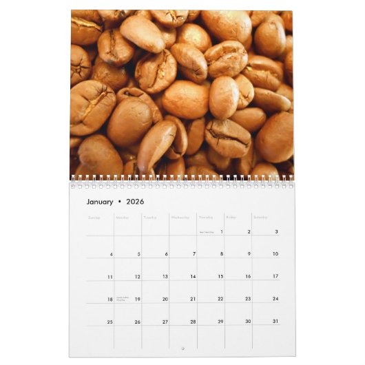 Koffiebonen wandkalender kalender (Jan 2026)