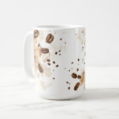 Koffiebonen waterverf - Koffieverslaafden Koffiemok (Voorkant links)