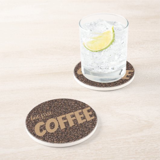 Koffiebonen Zandsteen Onderzetter (Zijkant)