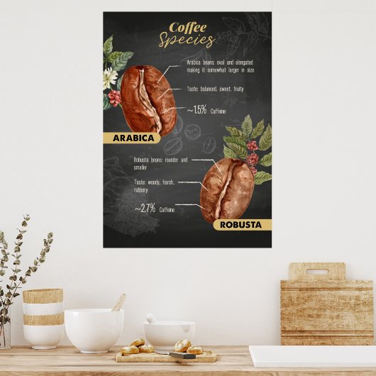 Koffiebonensoorten Poster (Keuken)