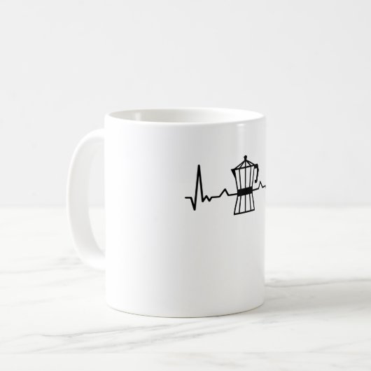Koffiebont met hartslag koffiemok (Voorkant links)
