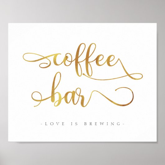 "Koffieboog" Gold Simple Calligraphy WeddenSign Poster (Voorkant)