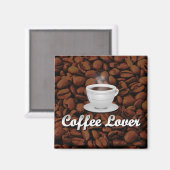 Koffieboom, White Cup/bruinbonen Magneet (Voorkant / Achterkant)