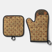 Koffieboon aardachtig boho rustiek ovenwant & pannenlap set (Voorkant)