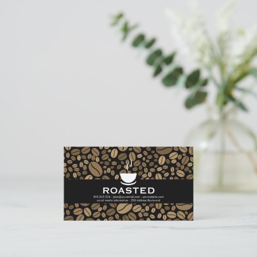 Koffieboon achtergrond visitekaartje (Staand voorkant)