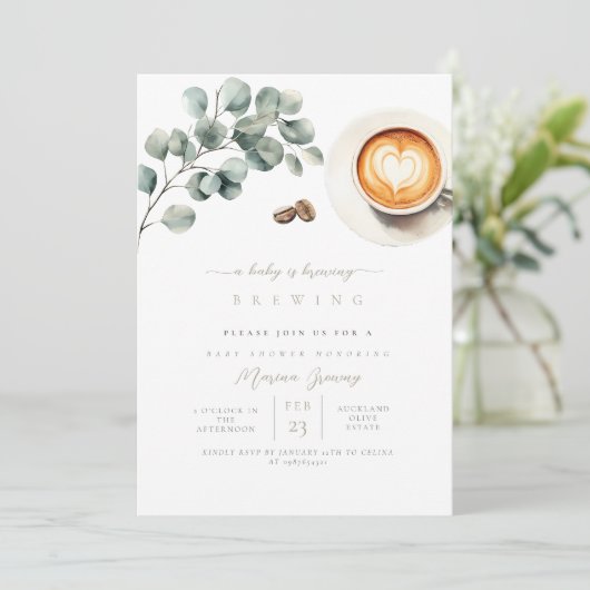 koffieboon-baby shower kaart (Staand voorkant)