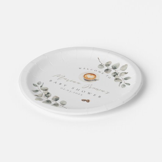 koffieboon-baby shower papieren bordje (Gekanteld)