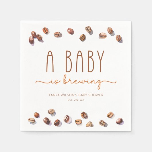 Koffieboon Een Baby is het brouwen van Baby shower Servet (Voorkant)