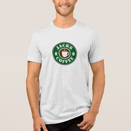 Koffieboon en kopje logo aangepaste barista Tri-Blend shirt (Voorkant)
