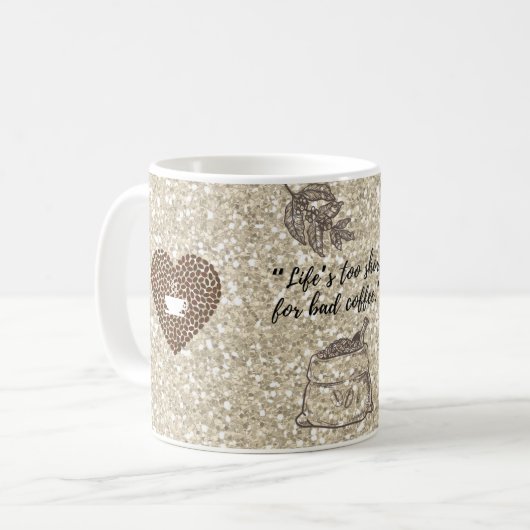 Koffieboon Hart Koffiemok | Rustbruin (Voorkant links)