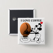 Koffieboon Knop Vierkante Button 5,1 Cm (Voorkant /achterkant)