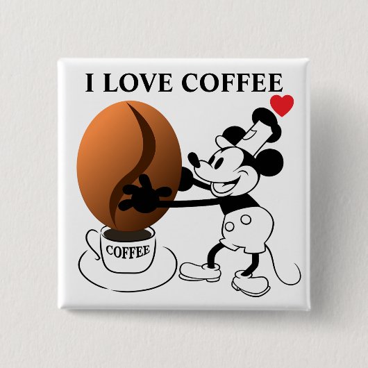 Koffieboon Knop Vierkante Button 5,1 Cm (Voorkant)