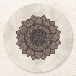 Koffieboon Mandala-Modern Biologisch-Koffieliefheb Ronde Kartonnen Onderzetter