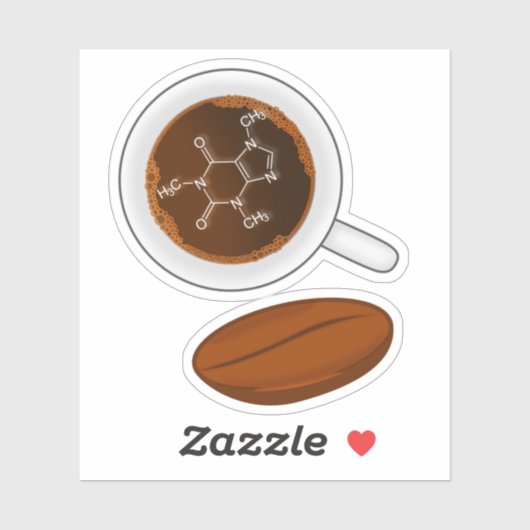 Koffieboon moleculaire structuur - Cafeïne Formule Sticker (Vel)