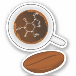 Koffieboon moleculaire structuur - Cafeïne Formule Sticker