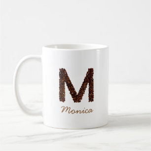 Koffieboon Monogram Letter M Gepersonaliseerde Naa Koffiemok