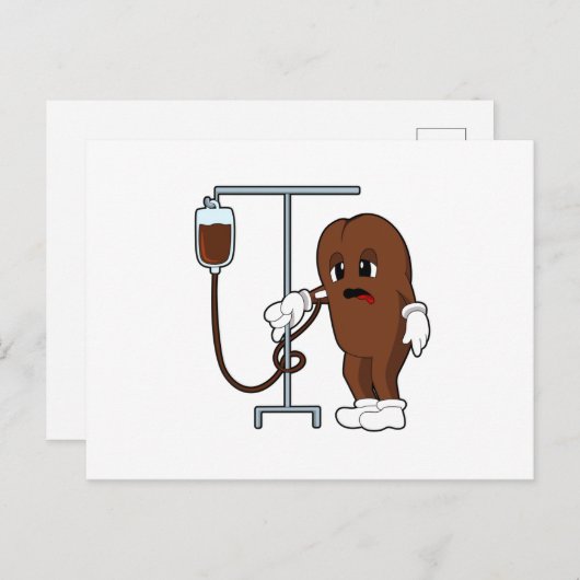 Koffieboon naast koffiepot briefkaart (Voorkant / Achterkant)