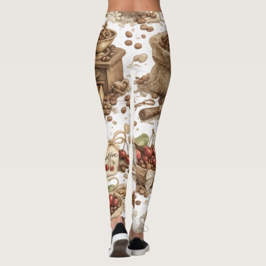Koffieboon Patroon Leggings (Achterkant)