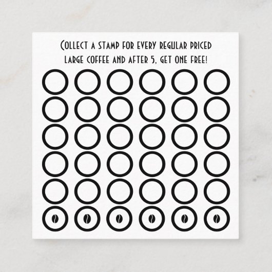 Koffieboon postzegel kaart klantenkaartje (Achterkant)