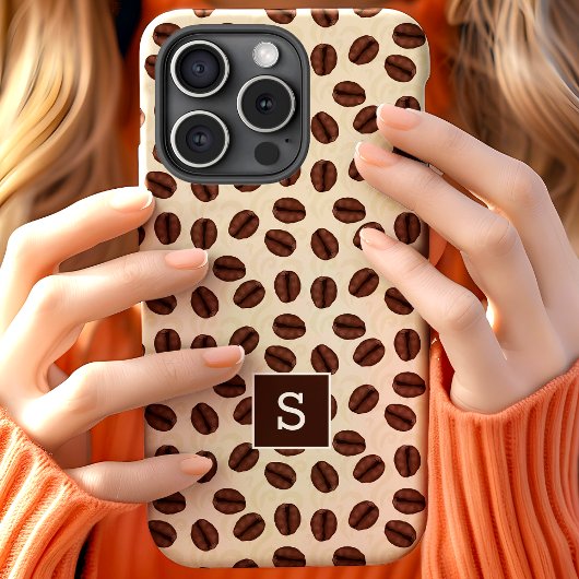 Koffieboon Wervelend Patroon Monogram iPhone 15 Case