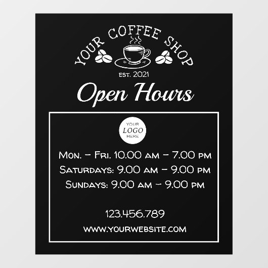 Koffiebordbord met logo-vensterklampen raamsticker (Vel)