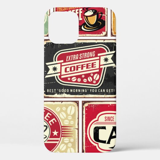 Koffieborden en labels collectie. Retro en vint Case-Mate iPhone Case (Achterkant)