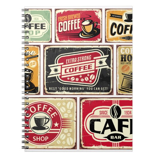 Koffieborden en labels collectie. Retro en vint Notitieboek (Voorkant)