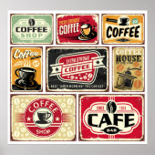 Koffieborden en labels collectie. Retro en vint Poster (Voorkant)