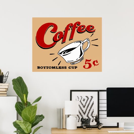 Koffiebotbeker Poster (Thuiskantoor)