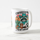 Koffiebrandstof Sarcasme Funny Raccoon Koffiemok (Voorkant rechts)