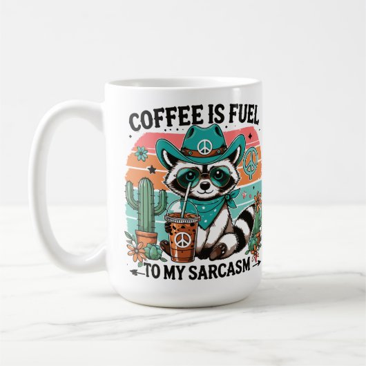 Koffiebrandstof Sarcasme Funny Raccoon Koffiemok (Links)