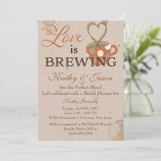 Koffiebridal Shower-uitnodiging Kaart (Staand voorkant)