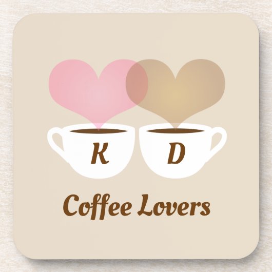 Koffiebroodjes Roze bruine Initialen voor aangepas Bier Onderzetter (Voorkant)