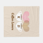 Koffiebroodjes Roze bruine Initialen voor aangepas Fleece Deken (Voorkant (Horizontaal))