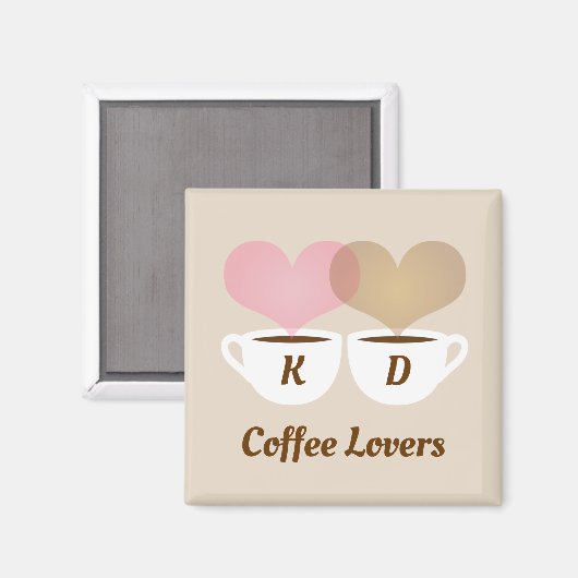 Koffiebroodjes Roze bruine Initialen voor aangepas Magneet (Voorkant / Achterkant)