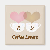 Koffiebroodjes Roze bruine Initialen voor aangepas Magneet (Voorkant)