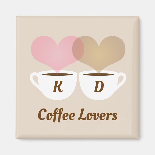 Koffiebroodjes Roze bruine Initialen voor aangepas Magneet (Voorkant)