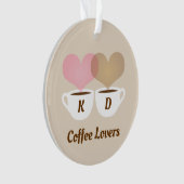 Koffiebroodjes Roze bruine Initialen voor aangepas Ornament (voorkant)