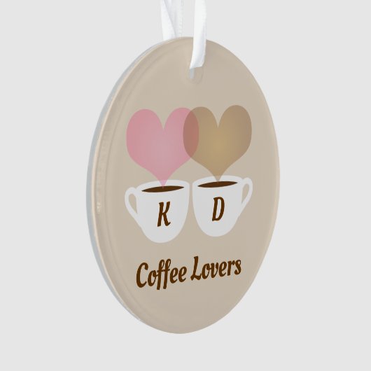 Koffiebroodjes Roze bruine Initialen voor aangepas Ornament (voorkant)