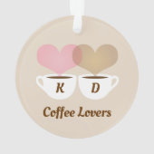 Koffiebroodjes Roze bruine Initialen voor aangepas Ornament (achterkant)