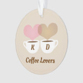 Koffiebroodjes Roze bruine Initialen voor aangepas Ornament (voorkant)