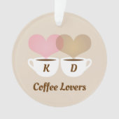 Koffiebroodjes Roze bruine Initialen voor aangepas Ornament (voorkant)