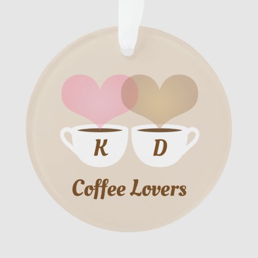 Koffiebroodjes Roze bruine Initialen voor aangepas Ornament (voorkant)